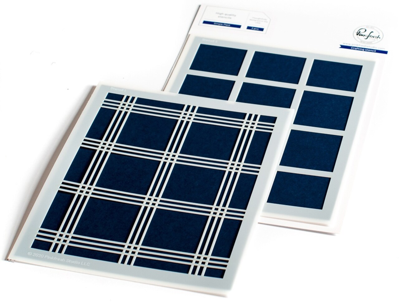 Pinkfresh Studio Stencils 4.25"X5.25" 2/Pkg-Simple Plaid